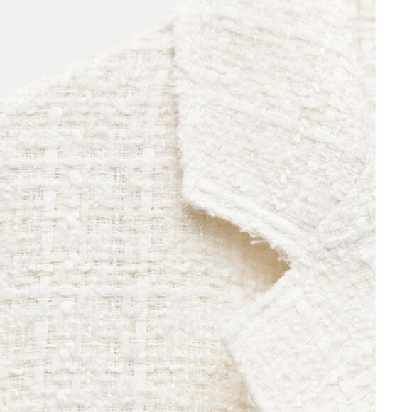 NWT ZARA Mettallic Boxy Textured Oversized Blazer White Bloggers Face - Picture 8 of 11